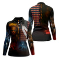 Native Heritage Red & Blue Women's Golf Tops, Native American Ancestry Ladies Golf Polos, Indigenous Peoples Month
