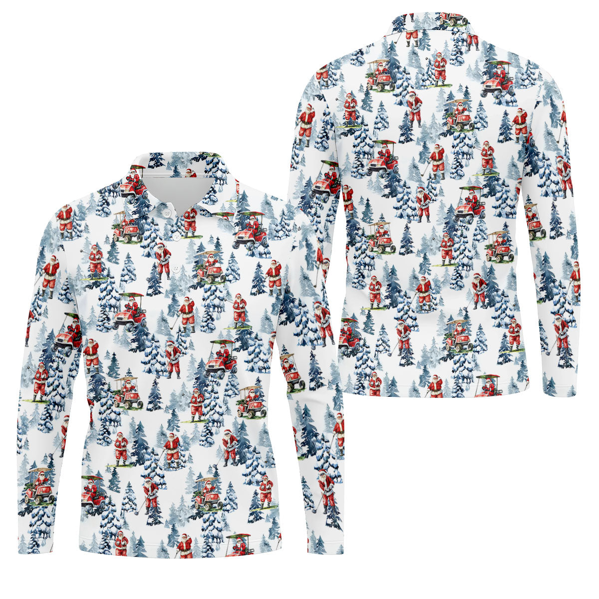 Santa Golfing Polo Shirt Mens, Fun Golf Shirts For Men, Christmas Golf Shirt, Golf Lover Xmas Gift