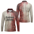 Bloody Problem Solved Men's Golf Shirts, Halloween Golf Shirt, Halloween Theme Shirts, Fun Golf Shirts For Mens