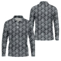 Skull Damask Charcoal Grey Gothic Floral Golf Tops For Men, Polo Shirts For Men, Golf Shirts For Men