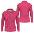Pink Ribbon Golf Pattern Breast Cancer Polo Shirt, Golf Shirts For Men, Mens Golf Apparel