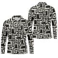 Minimalist Black Cat Maze Pattern Golf Polo Shirt, Men's Golf Shirt, Printed Golf Shirts