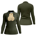 Olive Green Funny Dickhead Faux Chest Golf Shirt, Golf Tops For Women, Women’s Golf Apparel
