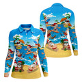 Santa Claus Summer Beach Party Golf Shirt, Golf Polo For Women, Christmas Golf Shirt