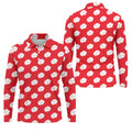 Red Tropical Leaf Hawaiian Golf Shirt, Mens Golf Polo, Golf Shirts For Men