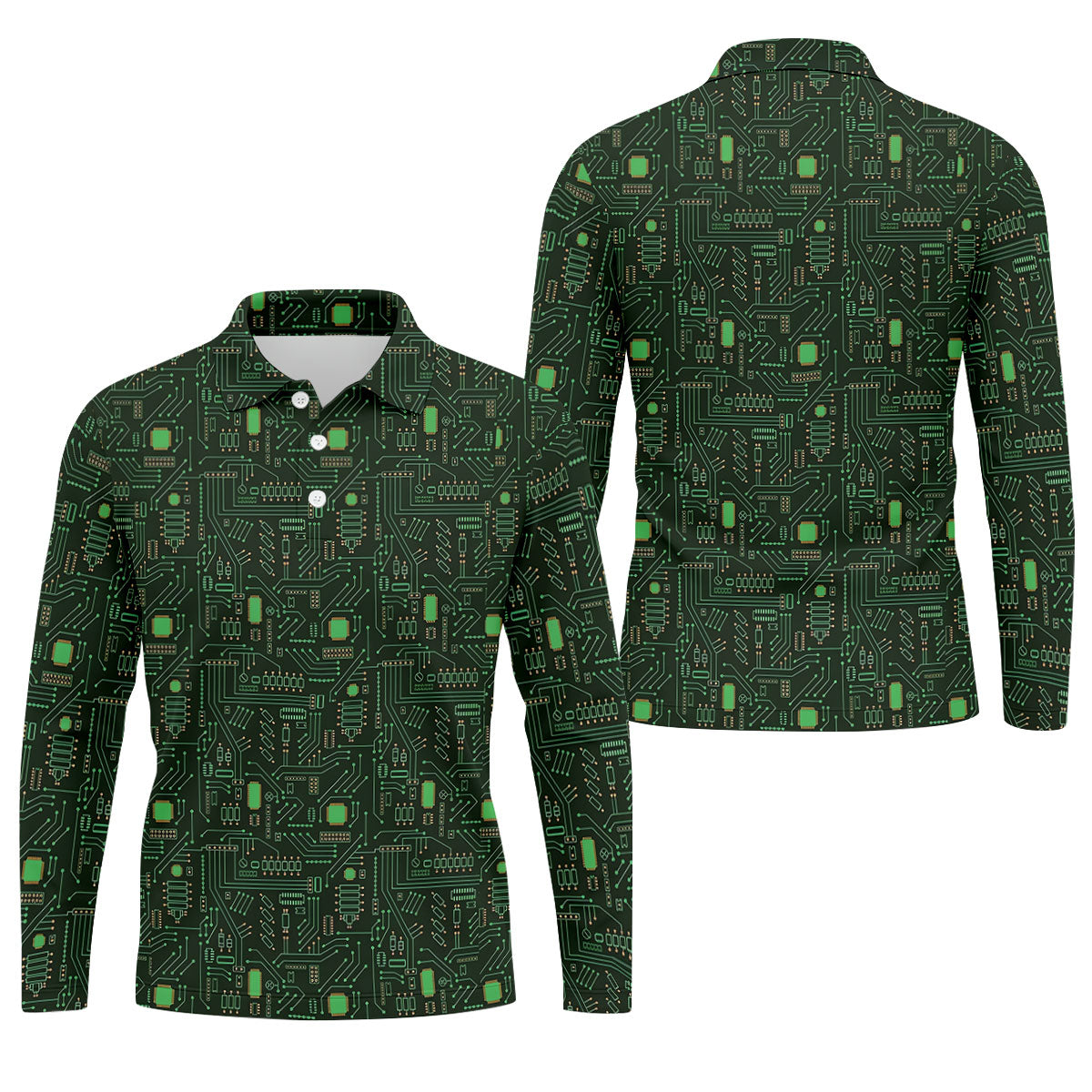Computer Circuit Board Hawaiian Golf Shirt, Coder Gift Men's Golf Shirt, Polo Shirts For Men