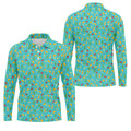 Tropical Vibe Hawaiian Pattern Turquoise Golf Shirt, Golf Tops For Men, Golf Gift For Men
