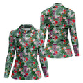 Tropical Disc Golf Basket Floral Polo Shirt, Golf Shirts For Women, Women’s Golf Polo