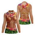Tropical Theme Party Hawaiian Golf Shirt, Fun Women's Golf Shirts, Ladies Golf Polos