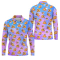 Funny Taco Cat Galaxy Pattern Golf Shirt, Mens Golf Apparel, Polo Shirts For Men