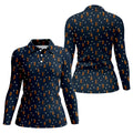 Cartoon Dachshund Golfer Pattern Golf Polo Shirt, Golf Tops For Women, Printed Golf Shirt