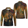 Monkey Gentleman Vintage Oak Hawaiian Golf Polo, Golf Tops For Men, Golfing Apparel