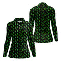 Neon Green Cocktails Three Leaf Clover St Patrick's Day Golf Shirt, Women's Golf Tops, Ladies Golf Shirts