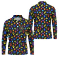 Accept Teach Understand Love Autism Awareness Colorful Handprint Black Golf Shirt, Golf Shirts For Men