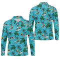 Tropical Alligators on Island Beaches Design Hawaiian Golf Polo, Golf Tops For Men, Golfing Apparel