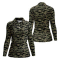 Rhodesian Tiger Stripe Camo Hawaiian Golf Shirt, Women's Golf Tops, Ladies Golf Shirts