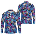 Funny Opossum Blue Purple Hawaiian Golf Shirt, Tropical Theme Golf Shirts For Men