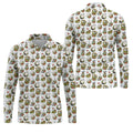 Floral Golf Club Pattern White Hawaiian Golf Shirt, Men's Golf Shirt, Golf Apparel For Men