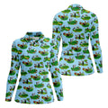 Funny Golf Gopher Cartoon Pattern Golf Polo Shirt, Women's Golf Tops, Ladies Golf Shirts