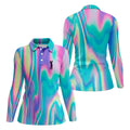 Shimmering Gradient Pattern Women's Golf Tops, Ladies Golf Shirts, Ladies Golf Polos, Golfing Apparel