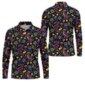 Neon Dinosaur Tropical Theme Hawaiian Golf Shirt, Polo Shirts For Men, Golfing Apparel