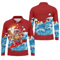 Men's Funny Santa Surfing Men's Golf Polo, Christmas Golf Shirt, Golf Apparel For Men