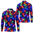 Christmas Lights Pattern Christmas Golf Shirt, Golf Shirts For Men, Mens Golf Apparel