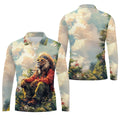 Lion Dreamscape Mist Hawaiian Golf Polo, Golf Tops For Men, Golfing Apparel