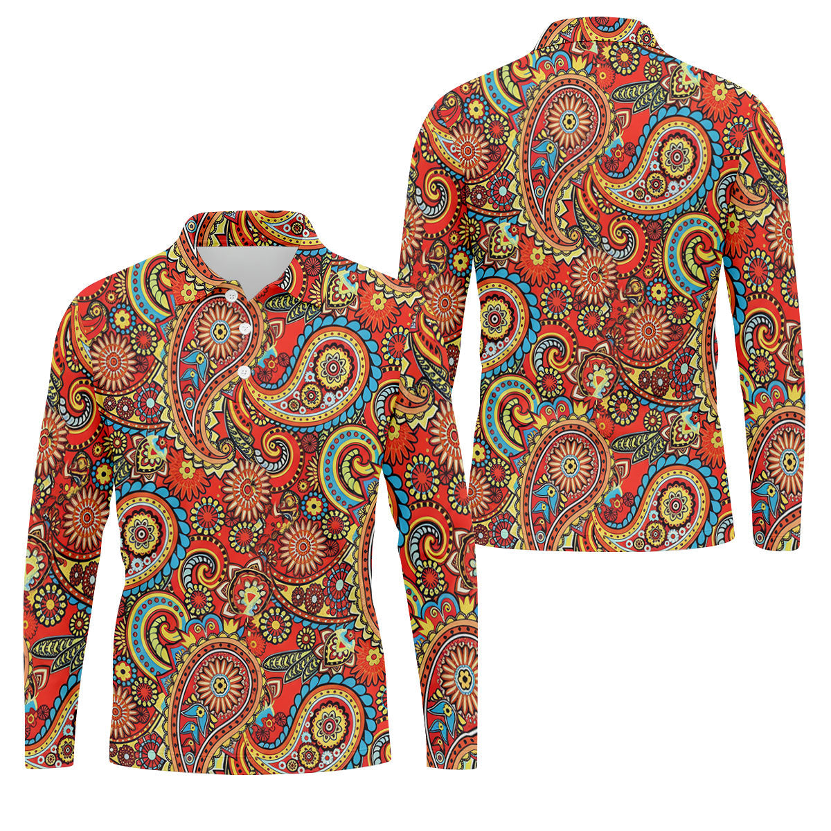 Paisley Design Golf Tops For Men, Boho Pattern Golf Shirts For Men, Polo Shirts For Men