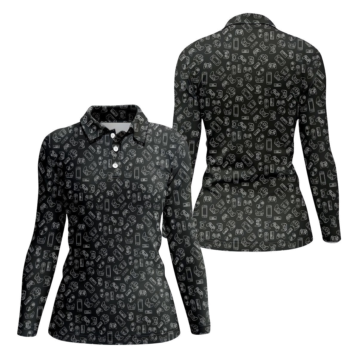Video Game Controller Seamless Pattern Hawaiian Golf Shirt, Women's Golf Tops, Ladies Golf Shirts
