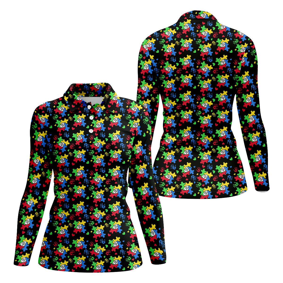 It's Okay To Be Different Autism Puzzle Women's Golf Tops, Autism Awareness Colors Ladies Golf Polos