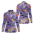 Happy Halloween Witch Spell Pattern Polo Shirt, Women's Golf Polo, Hawaiian Golf Shirt