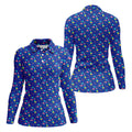 Memphis Pattern Hawaiian Golf Shirt, Retro Summer Women's Golf Tops, Ladies Golf Shirts
