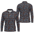 Funny Golf Bourbon Cigar Pattern Polo Shirt, Golf Polo Shirts For Men, Mens Golf Apparel