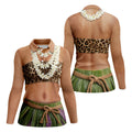 Floral Lei Tropical Theme Party Leopard Print Hawaiian Golf Shirt, Golf Shirt For Women