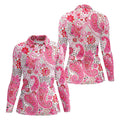 Pink Paisley Floral Pattern Golf Shirt, Golf Tops For Women, Hawaiian Golf Shirt, Women’s Golf Apparel