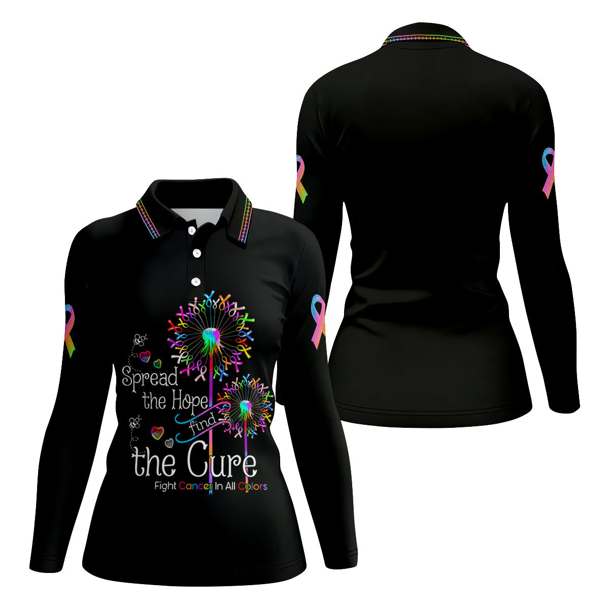 Spread The Hope Find The Cure Breast Cancer Awareness Golf Polo Shirt, Golf Shirts For Women