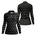 3D Effect Circular Pattern Black Golf Shirt, Cool Golf Outfit, Women Golf Top, Ladies Golf Shirts