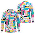 Memphis Pattern Golf Shirt, Retro 80s Geometric Color Block Design, Golf Shirt For Men