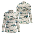 Personalized Truck Golf Shirt, Custom Vehicle Tropical Pattern, Golf Shirt For Women