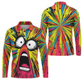 Screaming Face Colorful Retro Hawaiian Golf Shirt, Men's Funny Golf Shirts