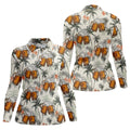 Tropical Palm Trees and Frosty Beer Mug Hawaiian Golf Polo, Golf Tops For Women, Golfing Apparel