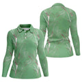 Tropical Leaves Green Golf Shirt, Summer Hawaiian Golf Shirt, Golf Shirt For Women