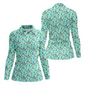 90s Dice Memphis Style Light Mint Green Cute Golf Shirt, Women's Polo Shirt, Ladies Golf Shirts