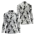 Vintage Golfing Dogs Pattern Golf Polo Shirt, Women’s Golf Polo, Golf Tops For Women