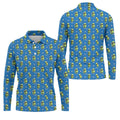 Cartoon Cactus Golfer Blue Golf Shirt, Mens Golf Polo, Golf Apparel For Men, Printed Golf Shirts