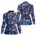 Funny Opossum Blue Purple Hawaiian Golf Shirt, Tropical Theme Golf Shirt For Women