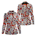 Santa Claus Face Fun Women's Golf Shirts, Cute Golf Outfit, Ladies Golf Shirts, Golfing Apparel