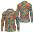 Colorful Floral Paisley Pattern Polo Shirt, Hawaiian Golf Shirt, Mens Golf Apparel
