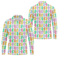 Colorful Easter Bunny White Golf Shirt, Cute Golf Outfit, Golf Shirts For Men, Golf Gift For Men